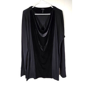 Soma Womens Velvet Panel Draped Cowl Neck Blouse Top Black XL